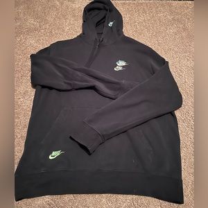 Nike Futura Black Hoodie Large Sweatshirt with multiple neon logos